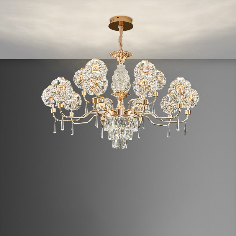 Modern Luxury Crystal Iron Ball Taraxacum Mongolicum LED Chandeliers For Living Room