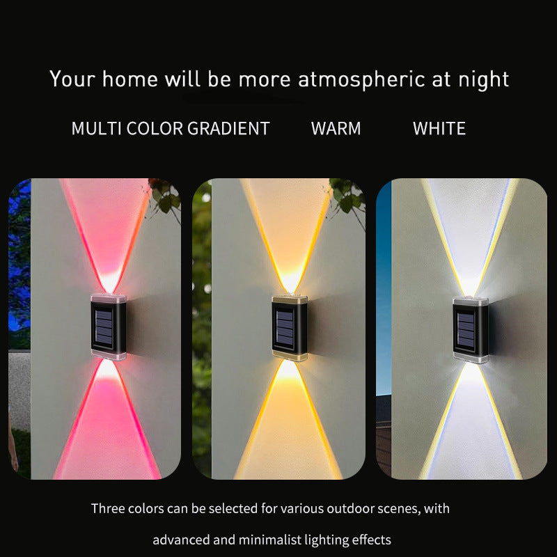 Modern Simplicity Solar Waterproof ABS PVC Rectangular LED Wall Sconce Lamp For Outdoor Patio