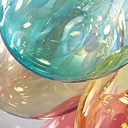 Contemporary Scandinavian Kids Iron Glass Bubble Balloon 3/4/6 Light Semi-Flush Mount Ceiling Light For Bedroom