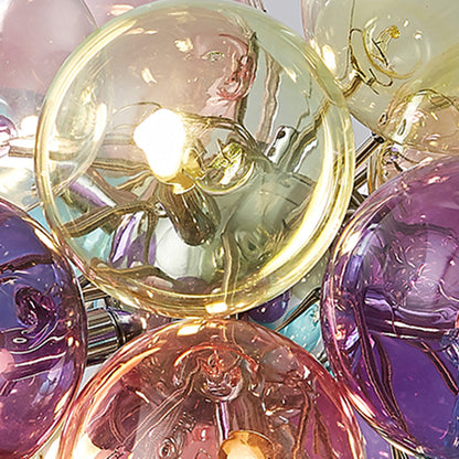 Contemporary Scandinavian Kids Iron Glass Bubble Balloon 3/4/6 Light Semi-Flush Mount Ceiling Light For Bedroom