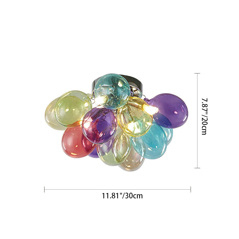 Contemporary Scandinavian Kids Iron Glass Bubble Balloon 3/4/6 Light Semi-Flush Mount Ceiling Light For Bedroom