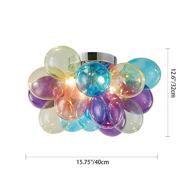 Contemporary Scandinavian Kids Iron Glass Bubble Balloon 3/4/6 Light Semi-Flush Mount Ceiling Light For Bedroom