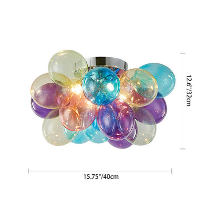 Contemporary Scandinavian Kids Iron Glass Bubble Balloon 3/4/6 Light Semi-Flush Mount Ceiling Light For Bedroom
