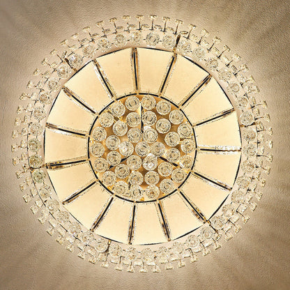 Modern Luxury Crystal Glass Metal Round Diamond 12/18/24/37 Light Flush Mount Ceiling Light For Living Room