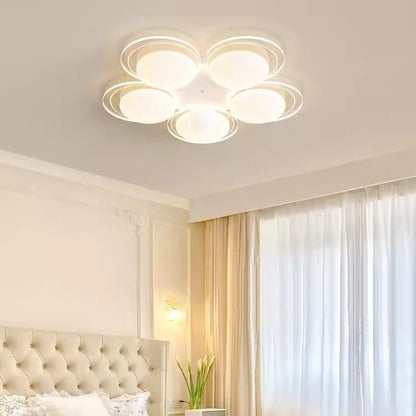 Contemporary Nordic Iron PE Round Ball LED Flush Mount Ceiling Light For Living Room