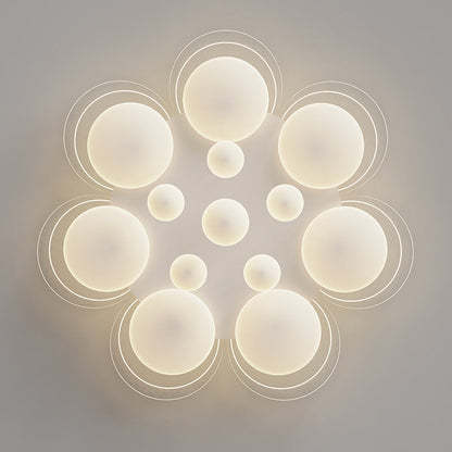 Contemporary Nordic Iron PE Round Ball LED Flush Mount Ceiling Light For Living Room