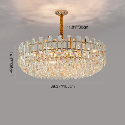 Modern Luxury Iron Crystal Strip Round Elliptical 6/8/9/15/20 Light Chandeliers For Living Room
