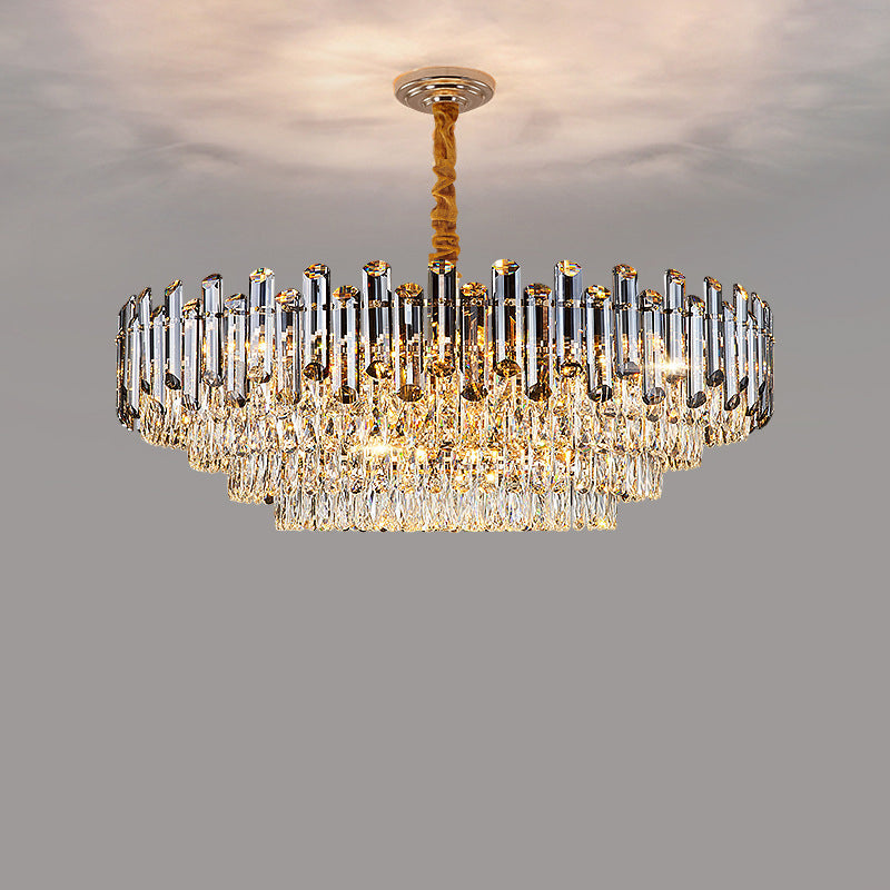 Modern Luxury Iron Crystal Strip Round Elliptical 6/8/9/15/20 Light Chandeliers For Living Room