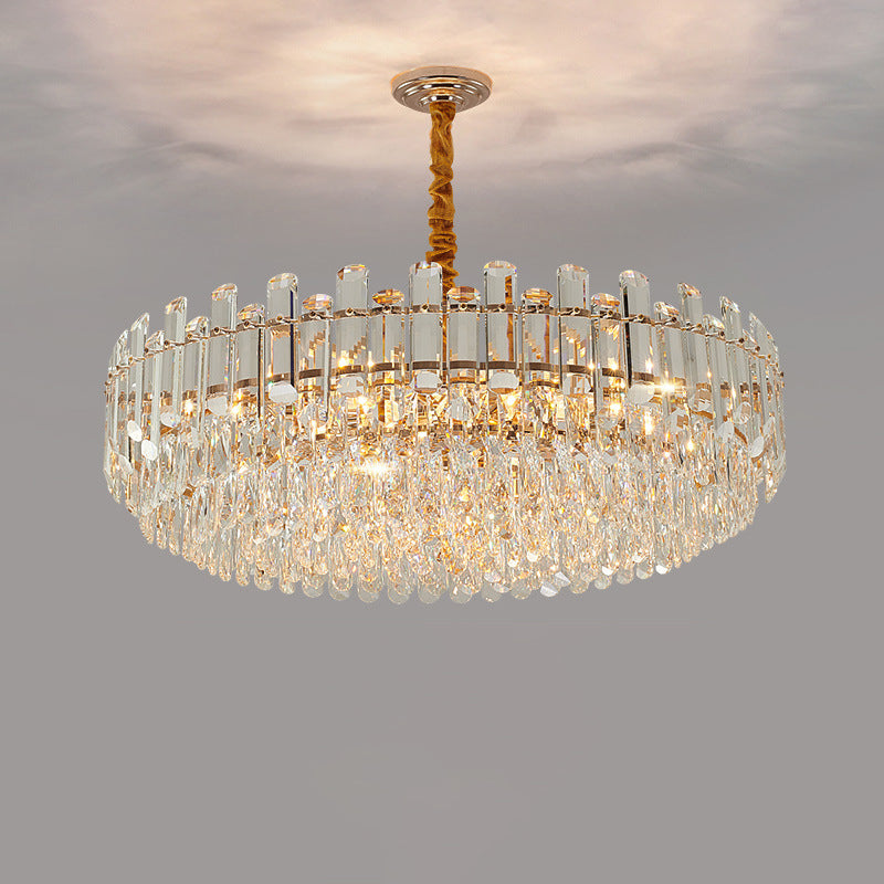 Modern Luxury Iron Crystal Strip Round Elliptical 6/8/9/15/20 Light Chandeliers For Living Room