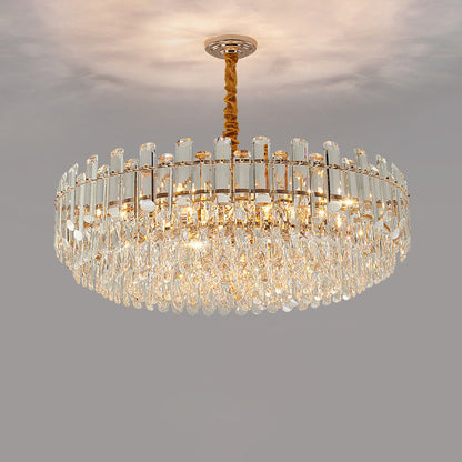 Modern Luxury Iron Crystal Strip Round Elliptical 6/8/9/15/20 Light Chandeliers For Living Room