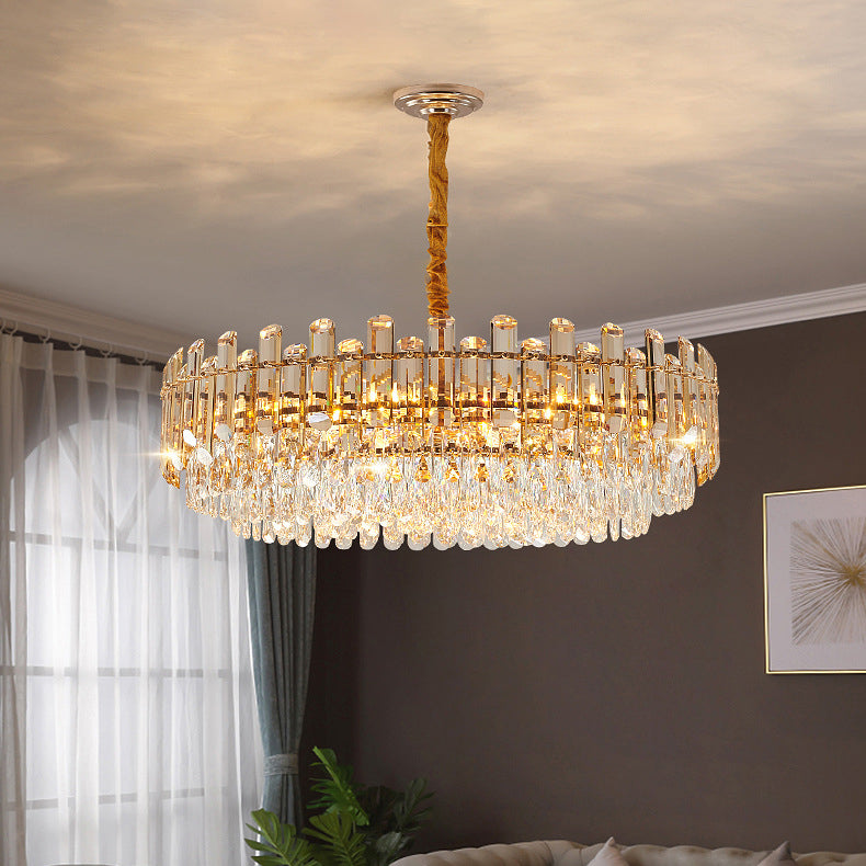 Modern Luxury Iron Crystal Strip Round Elliptical 6/8/9/15/20 Light Chandeliers For Living Room