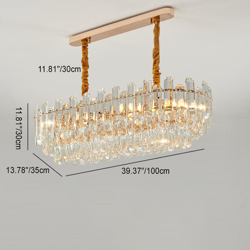 Modern Luxury Iron Crystal Strip Round Elliptical 6/8/9/15/20 Light Chandeliers For Living Room