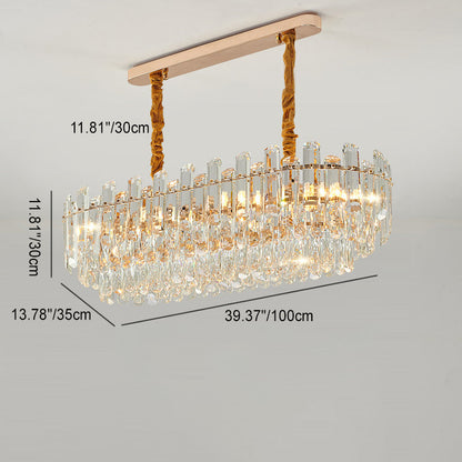 Modern Luxury Iron Crystal Strip Round Elliptical 6/8/9/15/20 Light Chandeliers For Living Room