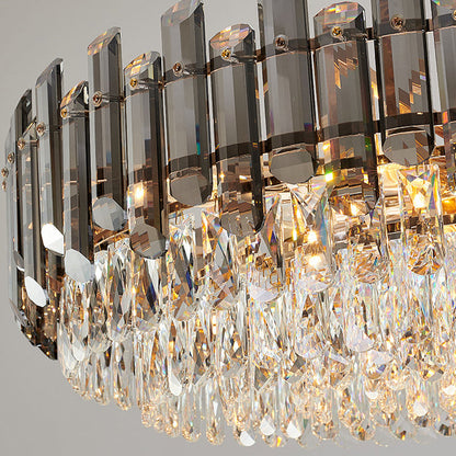 Modern Luxury Iron Crystal Strip Round Elliptical 6/8/9/15/20 Light Chandeliers For Living Room