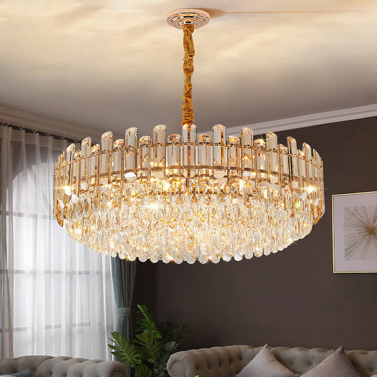Modern Luxury Iron Crystal Strip Round Elliptical 6/8/9/15/20 Light Chandeliers For Living Room