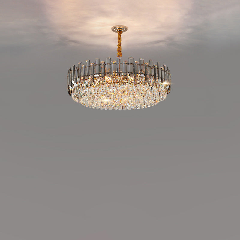 Modern Luxury Iron Crystal Strip Round Elliptical 6/8/9/15/20 Light Chandeliers For Living Room