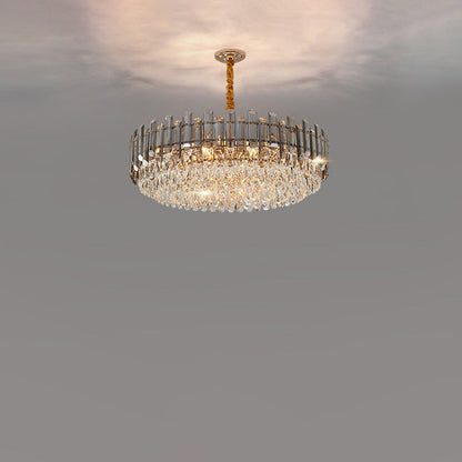 Modern Luxury Iron Crystal Strip Round Elliptical 6/8/9/15/20 Light Chandeliers For Living Room