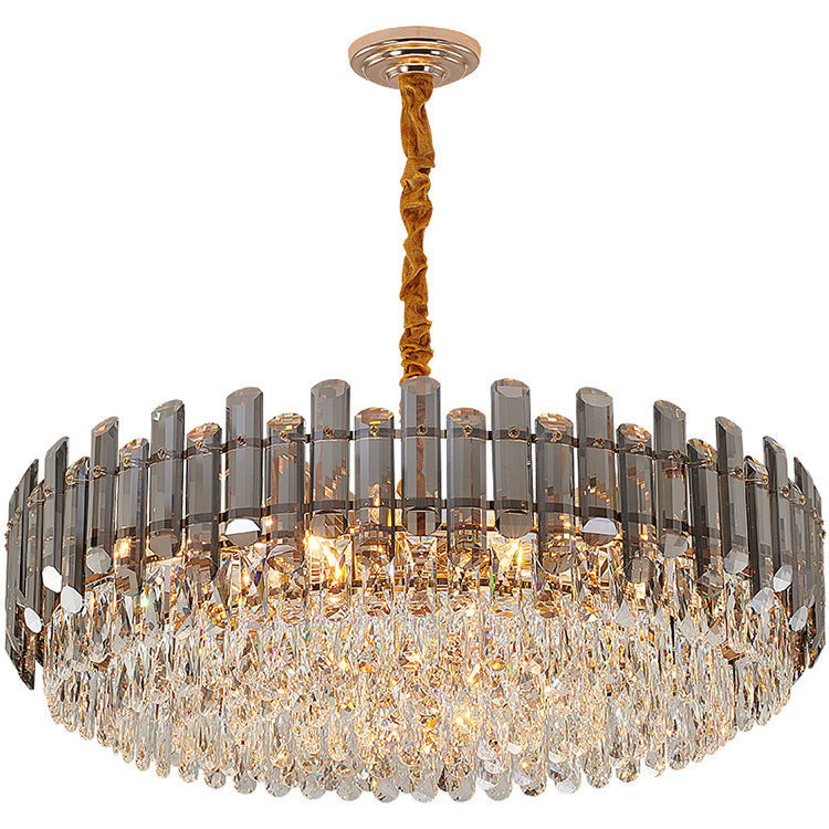 Modern Luxury Iron Crystal Strip Round Elliptical 6/8/9/15/20 Light Chandeliers For Living Room