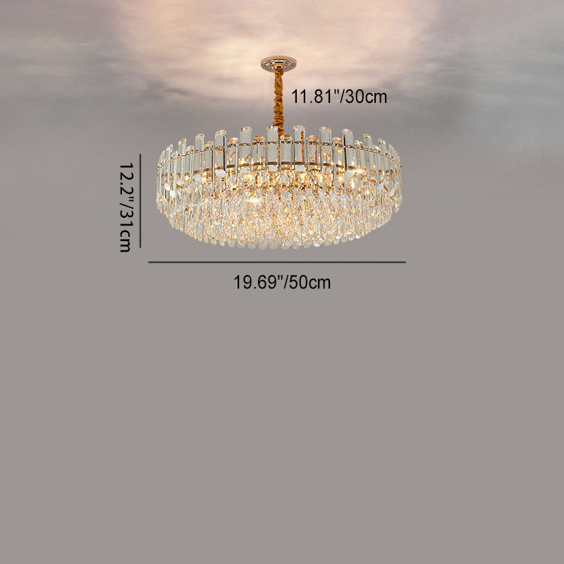 Modern Luxury Iron Crystal Strip Round Elliptical 6/8/9/15/20 Light Chandeliers For Living Room