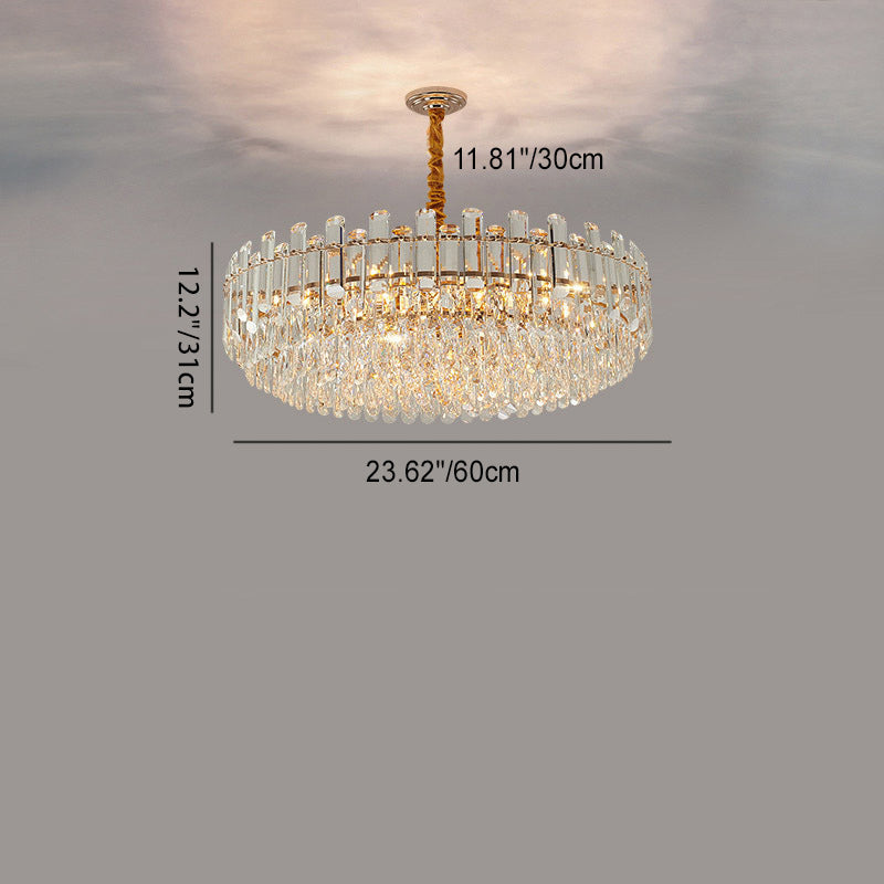 Modern Luxury Iron Crystal Strip Round Elliptical 6/8/9/15/20 Light Chandeliers For Living Room
