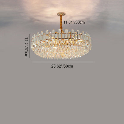 Modern Luxury Iron Crystal Strip Round Elliptical 6/8/9/15/20 Light Chandeliers For Living Room