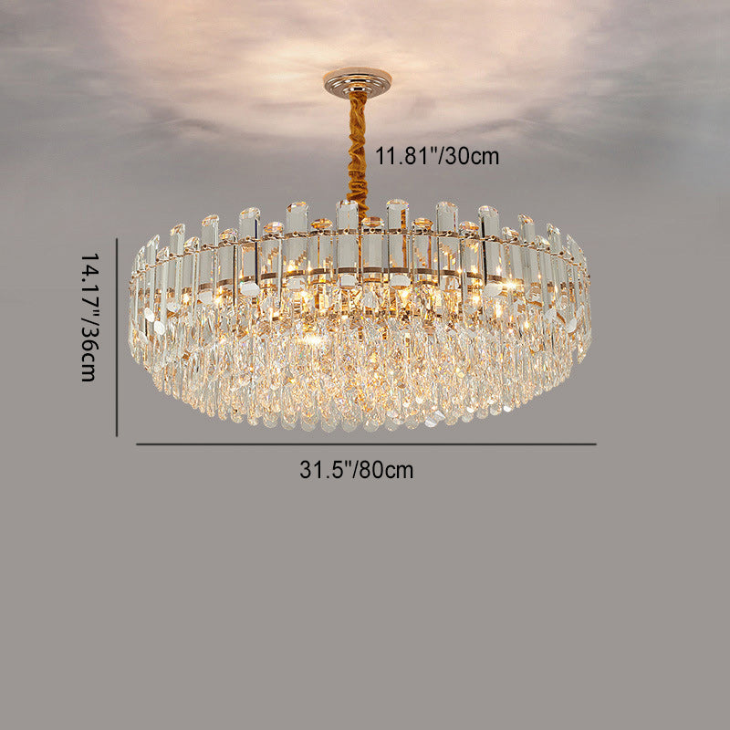 Modern Luxury Iron Crystal Strip Round Elliptical 6/8/9/15/20 Light Chandeliers For Living Room