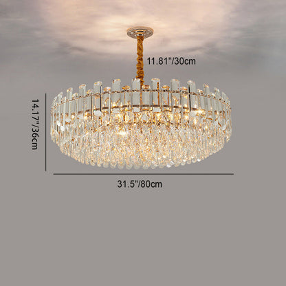 Modern Luxury Iron Crystal Strip Round Elliptical 6/8/9/15/20 Light Chandeliers For Living Room