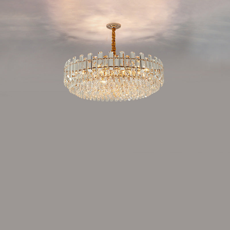 Modern Luxury Iron Crystal Strip Round Elliptical 6/8/9/15/20 Light Chandeliers For Living Room