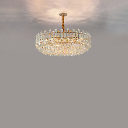 Modern Luxury Iron Crystal Strip Round Elliptical 6/8/9/15/20 Light Chandeliers For Living Room