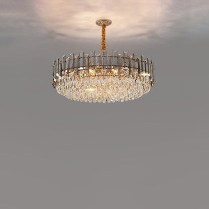 Modern Luxury Iron Crystal Strip Round Elliptical 6/8/9/15/20 Light Chandeliers For Living Room
