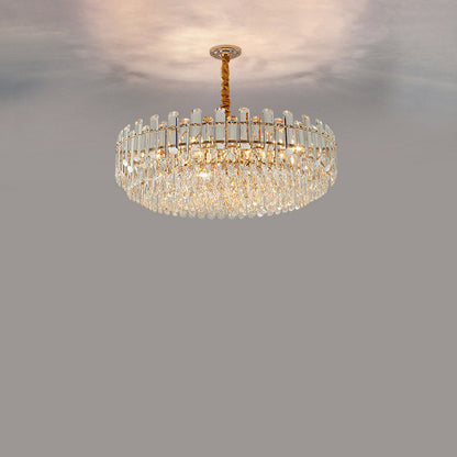 Modern Luxury Iron Crystal Strip Round Elliptical 6/8/9/15/20 Light Chandeliers For Living Room
