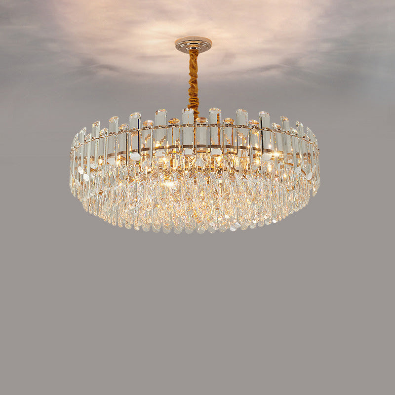 Modern Luxury Iron Crystal Strip Round Elliptical 6/8/9/15/20 Light Chandeliers For Living Room
