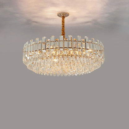 Modern Luxury Iron Crystal Strip Round Elliptical 6/8/9/15/20 Light Chandeliers For Living Room