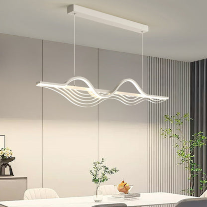 ثريات جزيرة LED عصرية من الحديد الأكريليكي بتصميم موجة نورديك لغرفة الطعام 