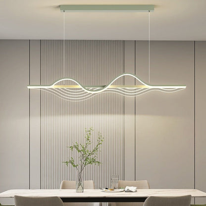 ثريات جزيرة LED عصرية من الحديد الأكريليكي بتصميم موجة نورديك لغرفة الطعام 
