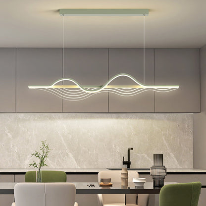 ثريات جزيرة LED عصرية من الحديد الأكريليكي بتصميم موجة نورديك لغرفة الطعام 
