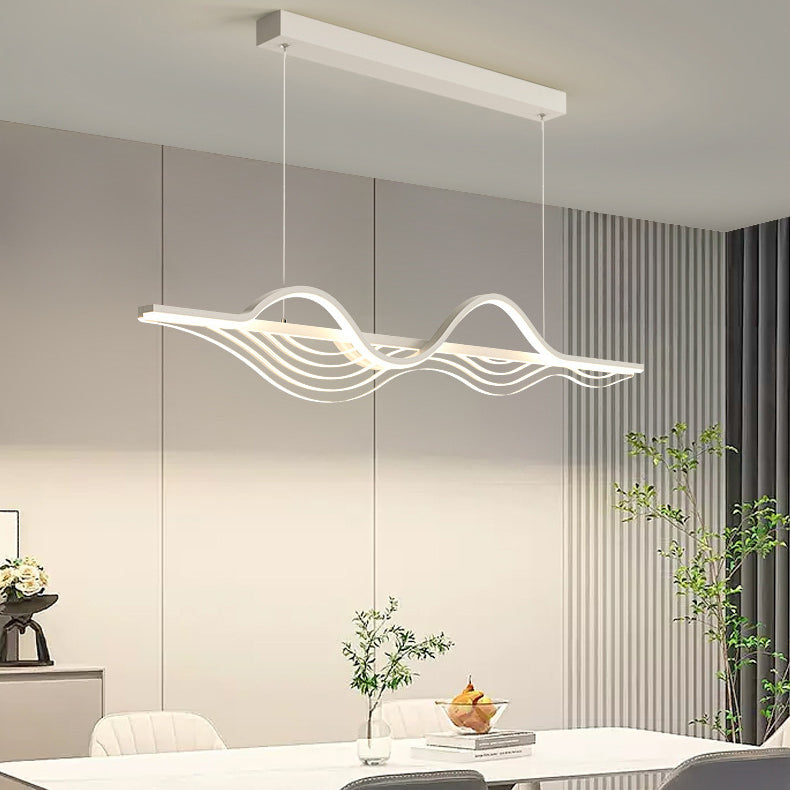 ثريات جزيرة LED عصرية من الحديد الأكريليكي بتصميم موجة نورديك لغرفة الطعام 