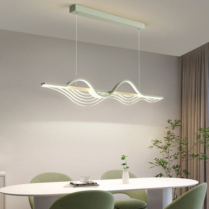 ثريات جزيرة LED عصرية من الحديد الأكريليكي بتصميم موجة نورديك لغرفة الطعام 