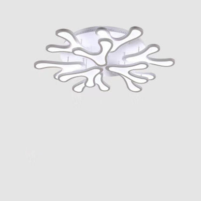 Contemporary Creative Iron Acrylic Antler Flower LED Flush Mount Ceiling Light For Living Room