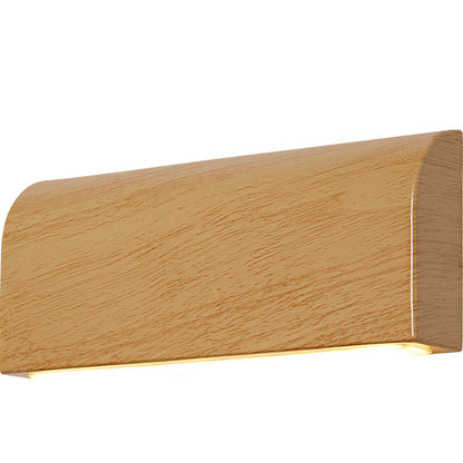 Contemporary Scandinavian Aluminum Wood Grain Rectangular LED Wall Sconce Lamp For Bedside