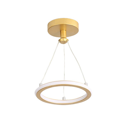Contemporary Nordic Round Metal Silica LED Semi-Flush Mount Ceiling Light For Hallway