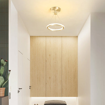 Contemporary Nordic Round Metal Silica LED Semi-Flush Mount Ceiling Light For Hallway