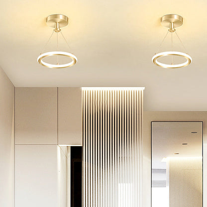 Contemporary Nordic Round Metal Silica LED Semi-Flush Mount Ceiling Light For Hallway