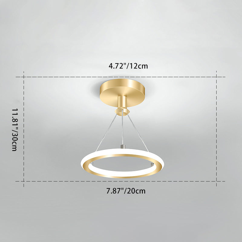 Contemporary Nordic Round Metal Silica LED Semi-Flush Mount Ceiling Light For Hallway