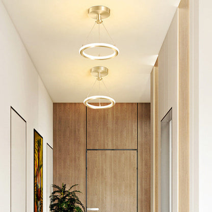 Contemporary Nordic Round Metal Silica LED Semi-Flush Mount Ceiling Light For Hallway