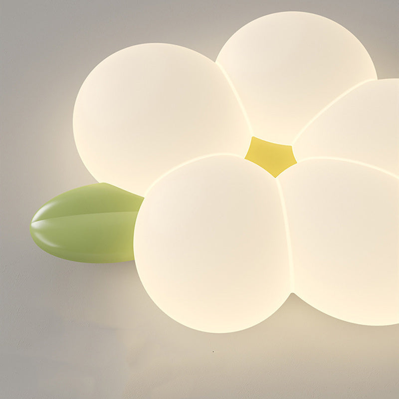 Contemporary Nordic Kids Rabbit Flower Iron PE LED Flush Mount Ceiling Light For Bedroom