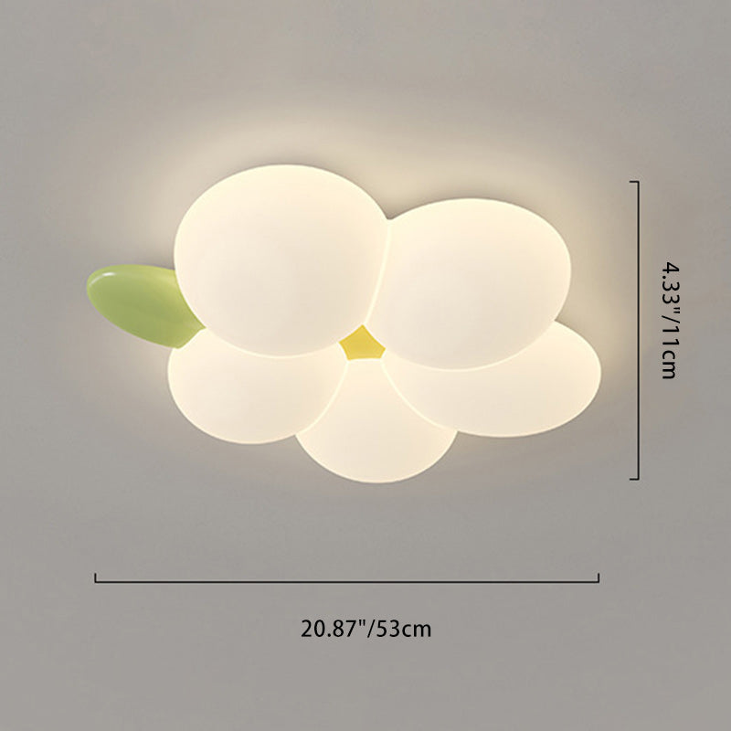 Contemporary Nordic Kids Rabbit Flower Iron PE LED Flush Mount Ceiling Light For Bedroom