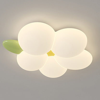 Contemporary Nordic Kids Rabbit Flower Iron PE LED Flush Mount Ceiling Light For Bedroom