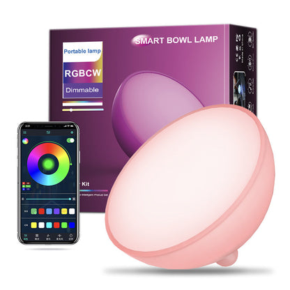 Modern Simplicity PC Bowl Round USB Bluetooth Connect LED Table Lamp Night Light For Bedroom