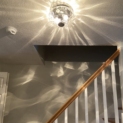 Modern Art Deco Iron Glass Round Ripple 2-Light Semi-Flush Mount Ceiling Light For Living Room